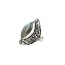 Silky Labradorite Gemstone Ring 925 Sterling Silver Oxidized Silver Handmade Birthstone Ring Bohemian Jewelry
