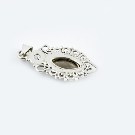 Smoky Quartz Gemstone Pendants Solid 925 Sterling Silver Pendants Indian Women Handcrafted Silver Jewellery