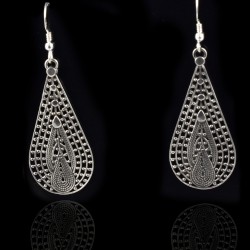 Solid 925 Sterling Silver Dangle Teardrop Earring Handmade Wholesale Silver Earring Jewelry