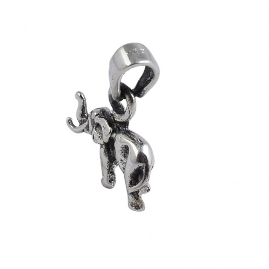 Solid 925 Sterling Silver Pendants Elephant Shape Oxidized Silver Pendants Bohemian Jewelry