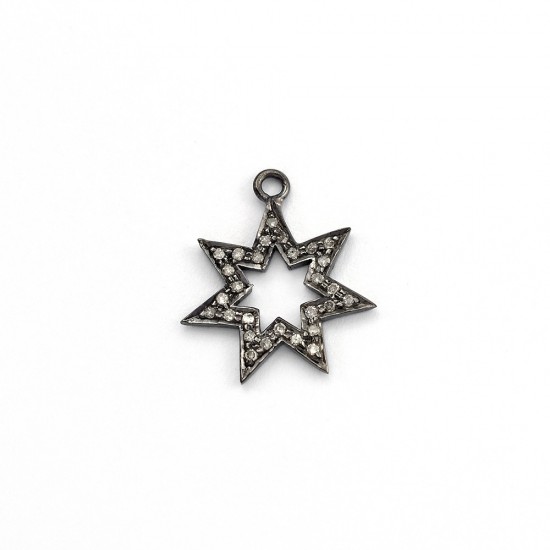 Star Shape Pave Diamond 925 Sterling Silver Charms Pendants Handmade Silver Jewelry