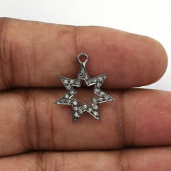 Star Shape Pave Diamond 925 Sterling Silver Charms Pendants Handmade Silver Jewelry