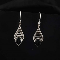 Stunning Black Onyx 925 Sterling Silver Earring Women Jewelry