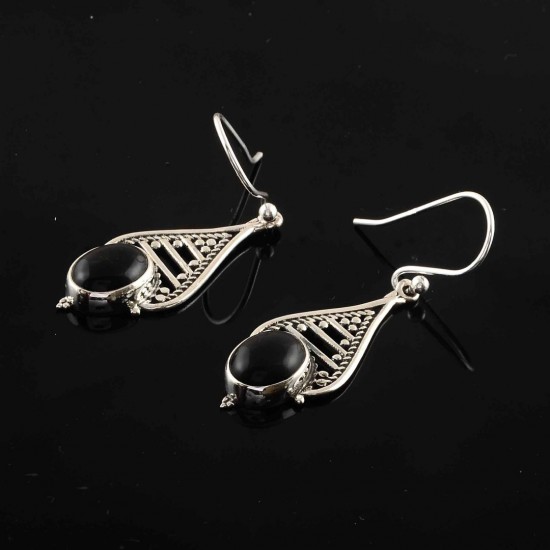 Stunning Black Onyx 925 Sterling Silver Earring Women Jewelry