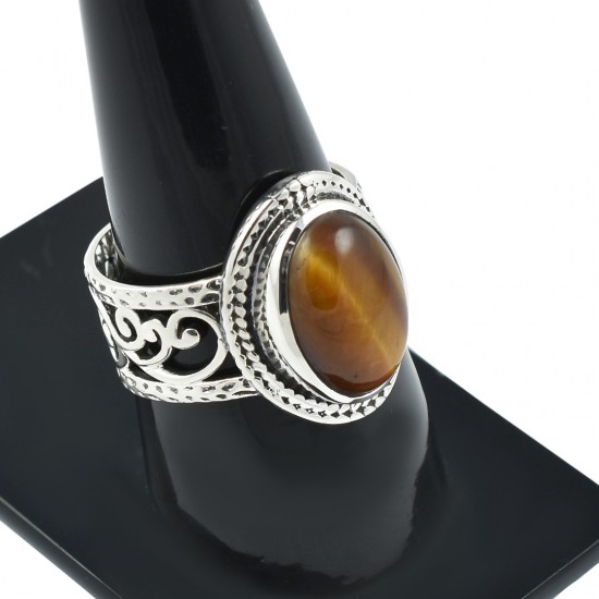 Tiger Eye Gemstone Ring Oval Shape Solid 925 Sterling Silver Handmade Ring Oxidized Silver 925 Stamped Jewelry