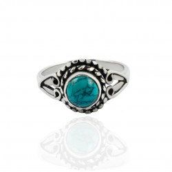 Turquoise Gemstone Ring Solid 925 Sterling Silver Ring Handmade Oxidized Boho Ring Women Fashion Ring Jewellery