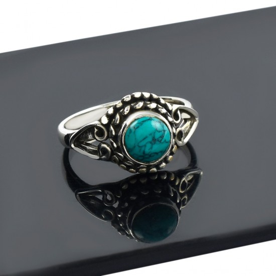 Turquoise Gemstone Ring Solid 925 Sterling Silver Ring Handmade Oxidized Boho Ring Women Fashion Ring Jewellery