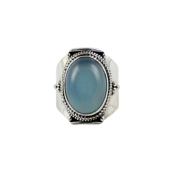 Very Bold Chalcedony Gemstone Ring Solid 925 Sterling Silver Ring Handmade Oxidzied Silver Boho Ring Jewellery