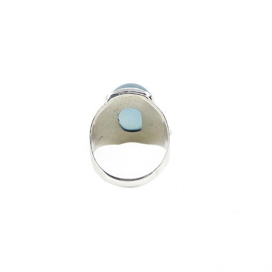 Very Bold Chalcedony Gemstone Ring Solid 925 Sterling Silver Ring Handmade Oxidzied Silver Boho Ring Jewellery