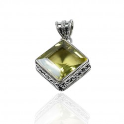 Yellow Lemon Quartz Gemstone Pendant Handmade 925 Sterling Silver Pendant Oxidized 925 Silver Jewelry