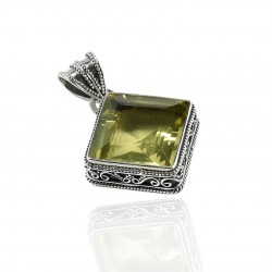 Yellow Lemon Quartz Gemstone Pendant Handmade 925 Sterling Silver Pendant Oxidized 925 Silver Jewelry