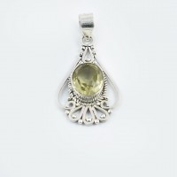Yellow Lemon Quartz Gemstone Pendants Solid 925 Sterling Silver Handmade Oxidized Jewelry Manufacture Silver Jewelry