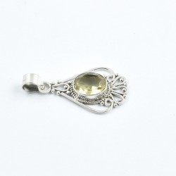 Yellow Lemon Quartz Gemstone Pendants Solid 925 Sterling Silver Handmade Oxidized Jewelry Manufacture Silver Jewelry