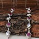 Graceful Red And White C.Z. 925 Sterling Silver Anklet
