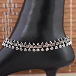 Indian Ethnic Handmade Plain Silver 925 Sterling Silver Anklet