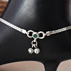 Magnicent Red,Green and White C.Z. 925 Sterling Silver Anklet