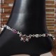 Nice Red And White C.Z. 925 Sterling Silver Anklet