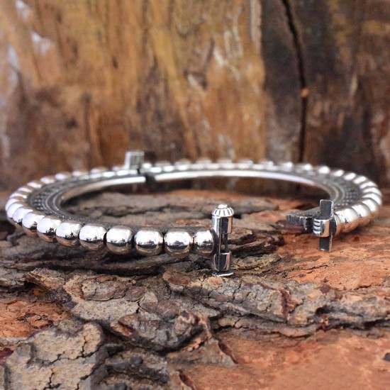 Boho Tribal  Style 925 Sterling Silver Cuff Bracelet