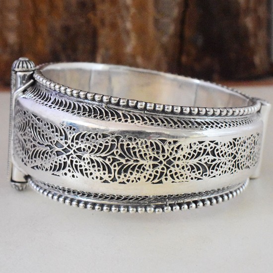 Vintage Indian Style Plain 925 Sterling Silver Cuff Bracelet