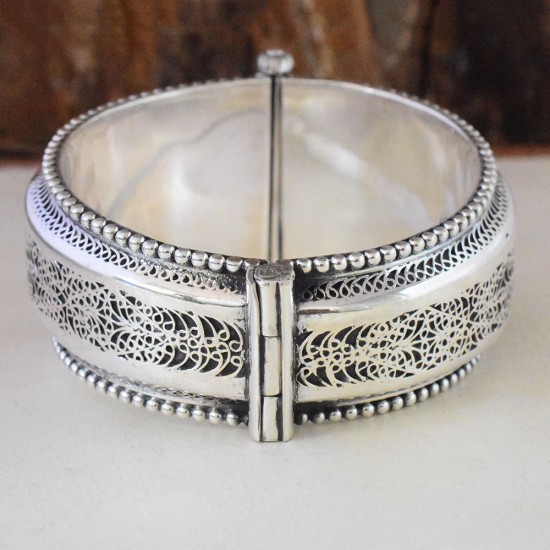 Vintage Indian Style Plain 925 Sterling Silver Cuff Bracelet