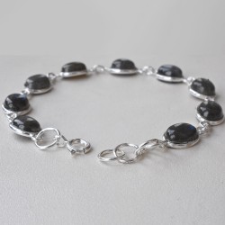 Shinning!! Blue Fire Labradorite Gemstone 925 Silver Bracelet