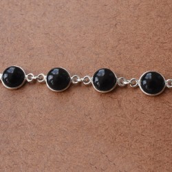 Incredible Black Onyx Gemstone 925 Sterling Silver Bracelet