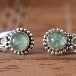Green Color Prehnite Gemstone 925 Silver Cuff Bracelets