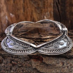 Rajasthan Tribal Style 925 Sterling Silver Cuff Bracelet