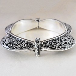 Rajasthani Indian Style Plain 925 Sterling Silver Cuff Bracelet