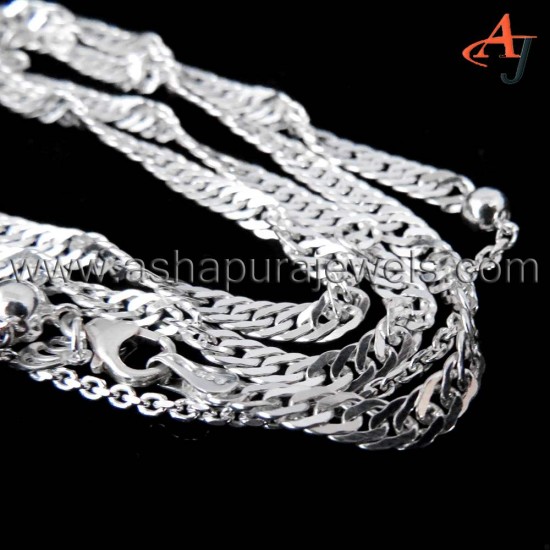 Classic Solid Curb Chain Plain Silver 925 Sterling Silver Chain
