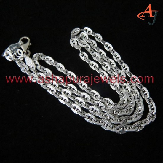 Textured Cable Chain Plain Silver 925 Sterling Silver Chain
