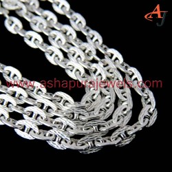 Textured Cable Chain Plain Silver 925 Sterling Silver Chain