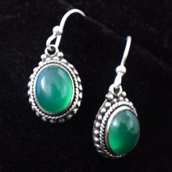 Awesome Green Onyx Cabochon 925 Sterling Silver Earring