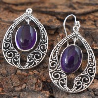 Purple Amethyst Gemstone 925 Sterling Silver Earring