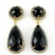Sands Of Time Black Onyx, White CZ 925 Sterling Silver Earring