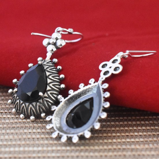 Black Onyx Gemstone 925 Sterling Silver Earring!!