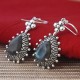 Black Labradorite Gemstone 925 Sterling Silver Earring!!