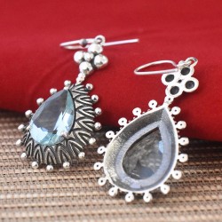 Blue Topaz Gemstone 925 Sterling Silver Earring