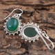 Connatural Green Onyx Oval Shape Cabochon Silver Earring