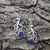 Glamorous Lapis Lazuli Cut Stone 925 Sterling Silver Earring