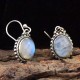 Glamours Rainbow Moonstone Cabochon 925 Sterling Silver Dangle Earring