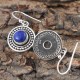 Lapis Lazuli Blue Round Cabochon 925 Silver Earring!!