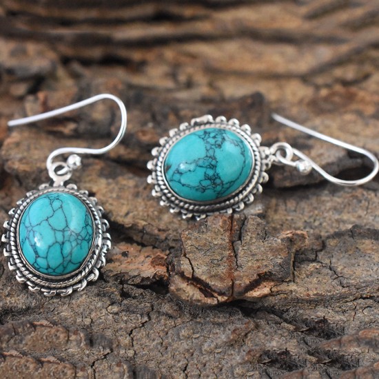 Living World Turquoises 925 Sterling Silver Earring For Women