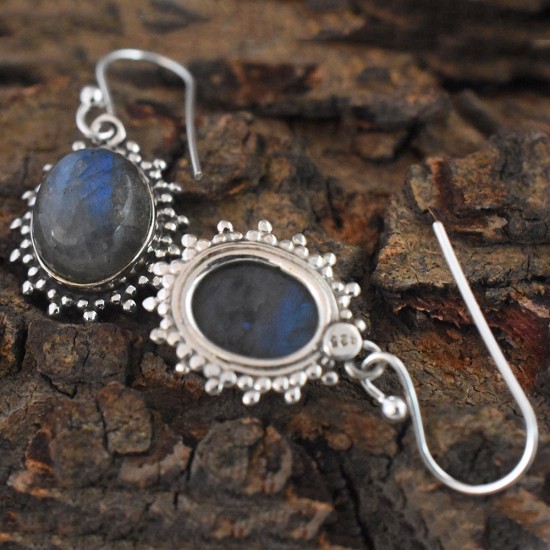 Looked Up!! Blue Fire Labradorite  925 Sterling Silver Earring