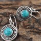 Mother Nature!! Turquoise Round Cabochon 925 Silver Earring