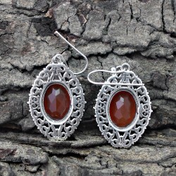 Natural Red Onyx 925 Sterling Silver Earring For Her