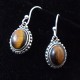 Natural Tiger Eye Cabochon 925 Sterling Silver Dangle Earring