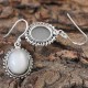 Natural White Moonstone Oval Cabochon 925 Sterling Silver Earring!!