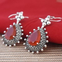 Red Onyx Gemstone 925 Sterling Silver Earring