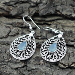 Alluring Aqua Chalcedony 925 Sterling Silver Earring